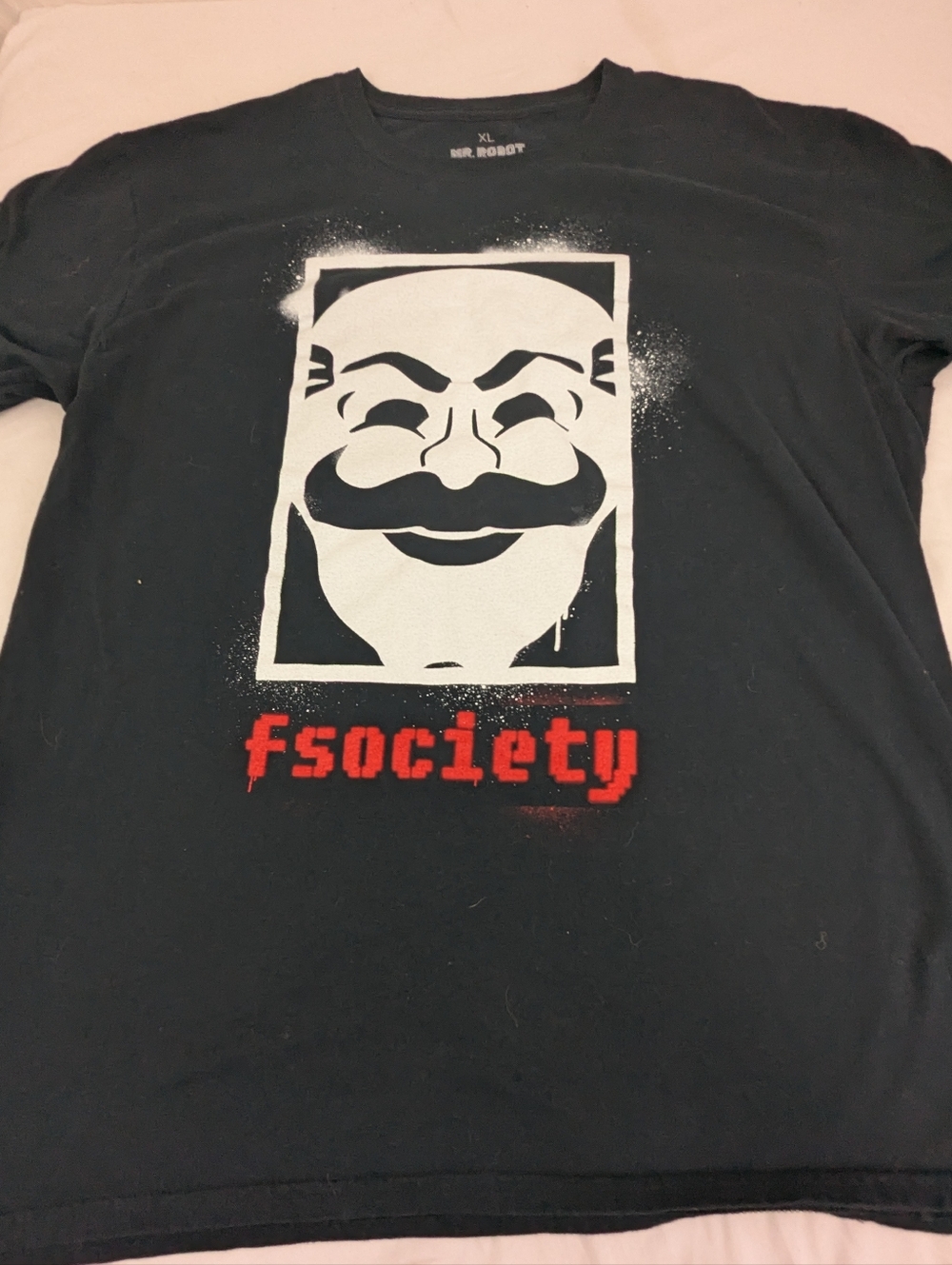 Mr. Robot fsociety Men's Black Tshirt With Logo TV Series Size XL